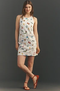 Maeve Sleeveless Beaded Shift Mini Dress