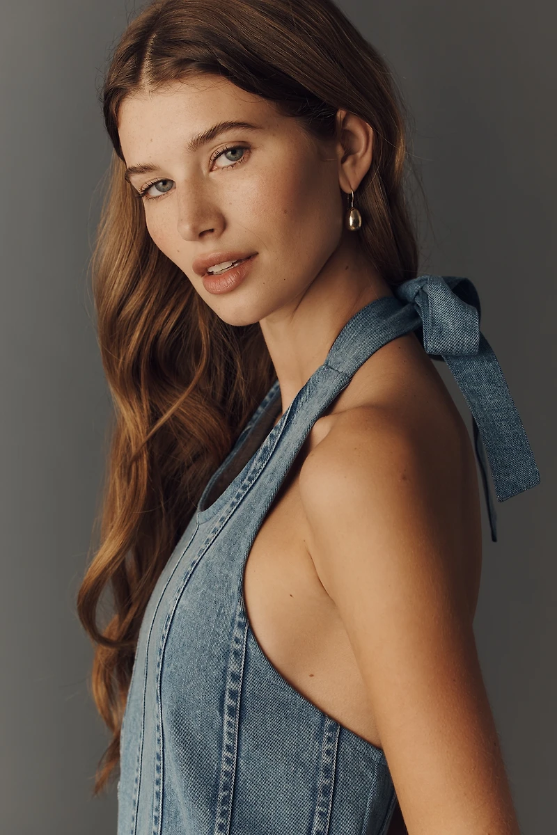 Maeve Deco Denim Halter Dress