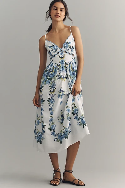 By Anthropologie Cotton Scalloped Midi Dress