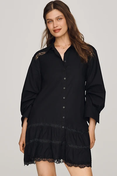 Maeve Cotton Lace-Trim Shirt Dress