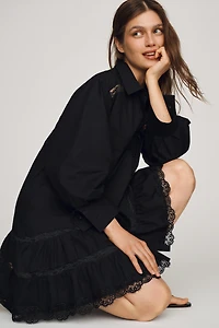 Maeve Cotton Lace-Trim Shirtdress