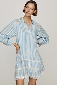 Maeve Cotton Lace-Trim Shirt Dress