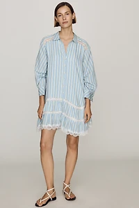 Maeve Cotton Lace-Trim Shirt Dress