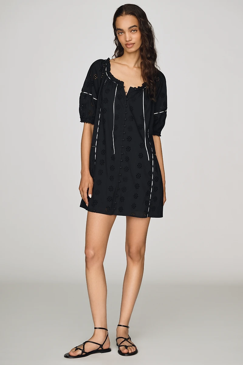 By Anthropologie 100% Cotton Eyelet Mini Dress