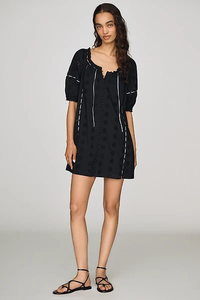By Anthropologie 100% Cotton Eyelet Mini Dress