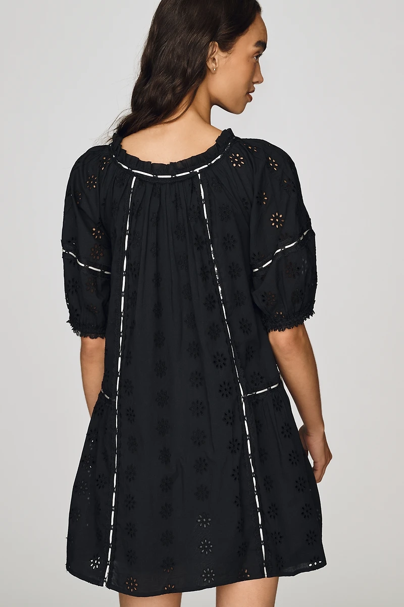 By Anthropologie 100% Cotton Eyelet Mini Dress