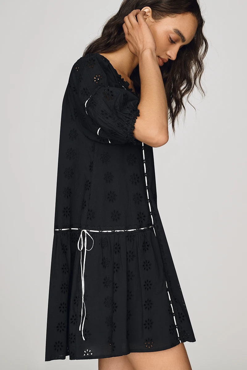 By Anthropologie 100% Cotton Eyelet Mini Dress