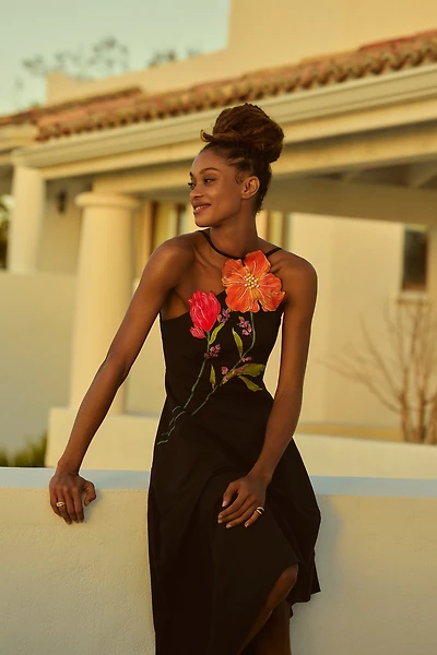 Yukiko Noritake x Anthropologie Asymmetric Floral Midi Dress