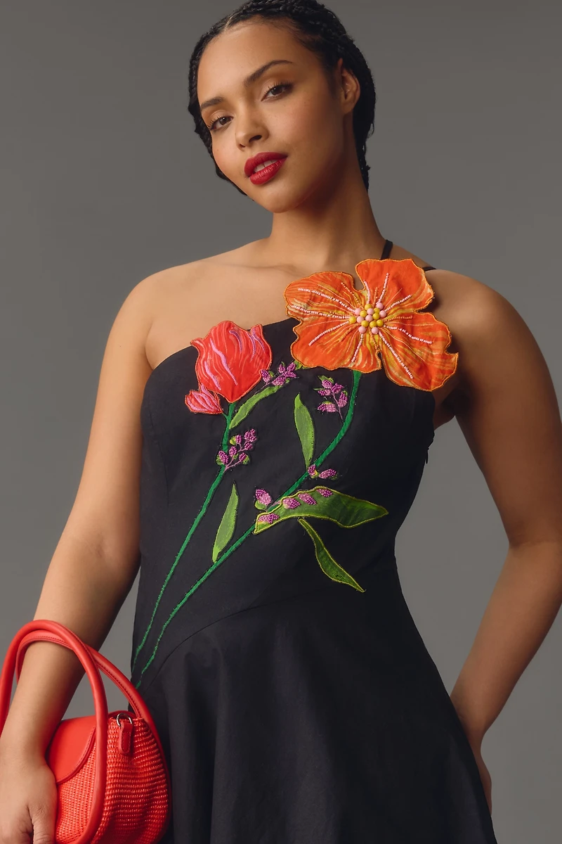 Yukiko Noritake x Anthropologie Asymmetric Floral Midi Dress