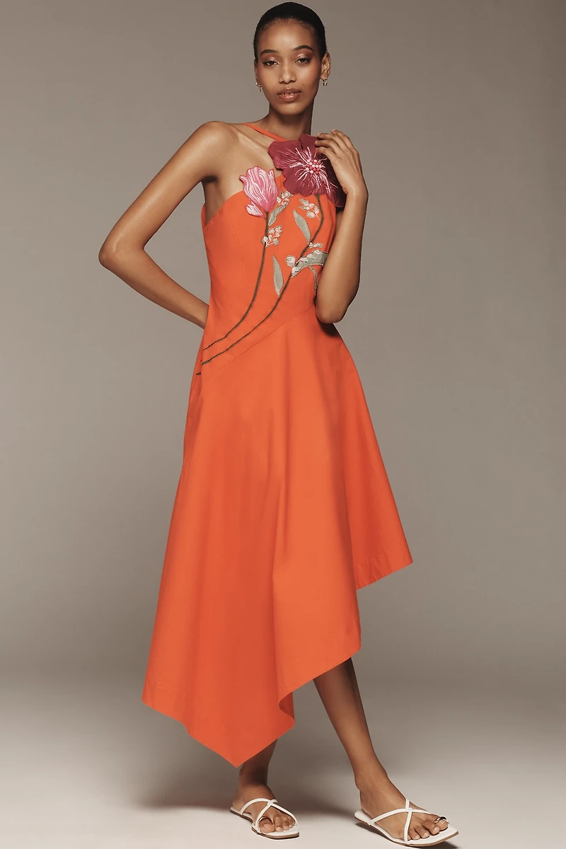 Yukiko Noritake x Anthropologie Asymmetric Floral Midi Dress