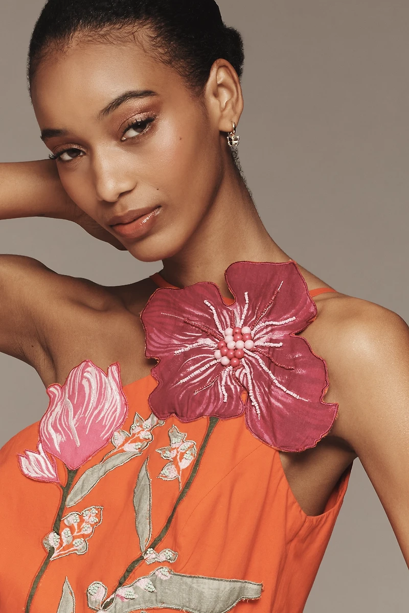 Yukiko Noritake x Anthropologie Asymmetric Floral Midi Dress