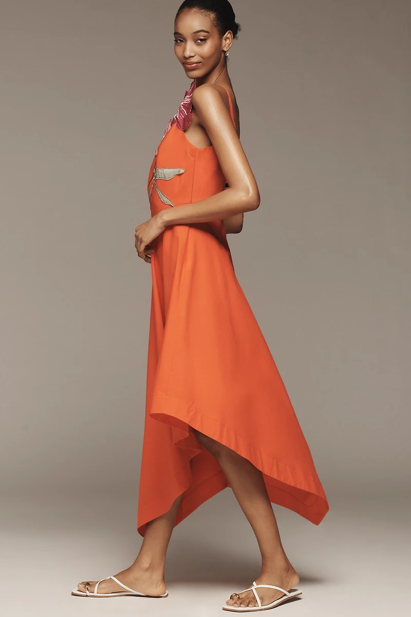 Yukiko Noritake x Anthropologie Asymmetric Floral Midi Dress