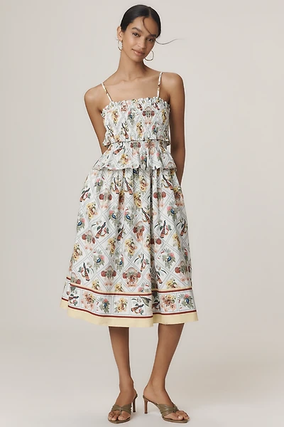 By Anthropologie Smocked Peplum Midi Dress