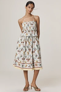 By Anthropologie Smocked Peplum Midi Dress