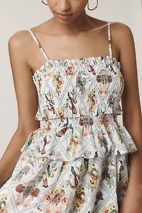 By Anthropologie Smocked Peplum Midi Dress