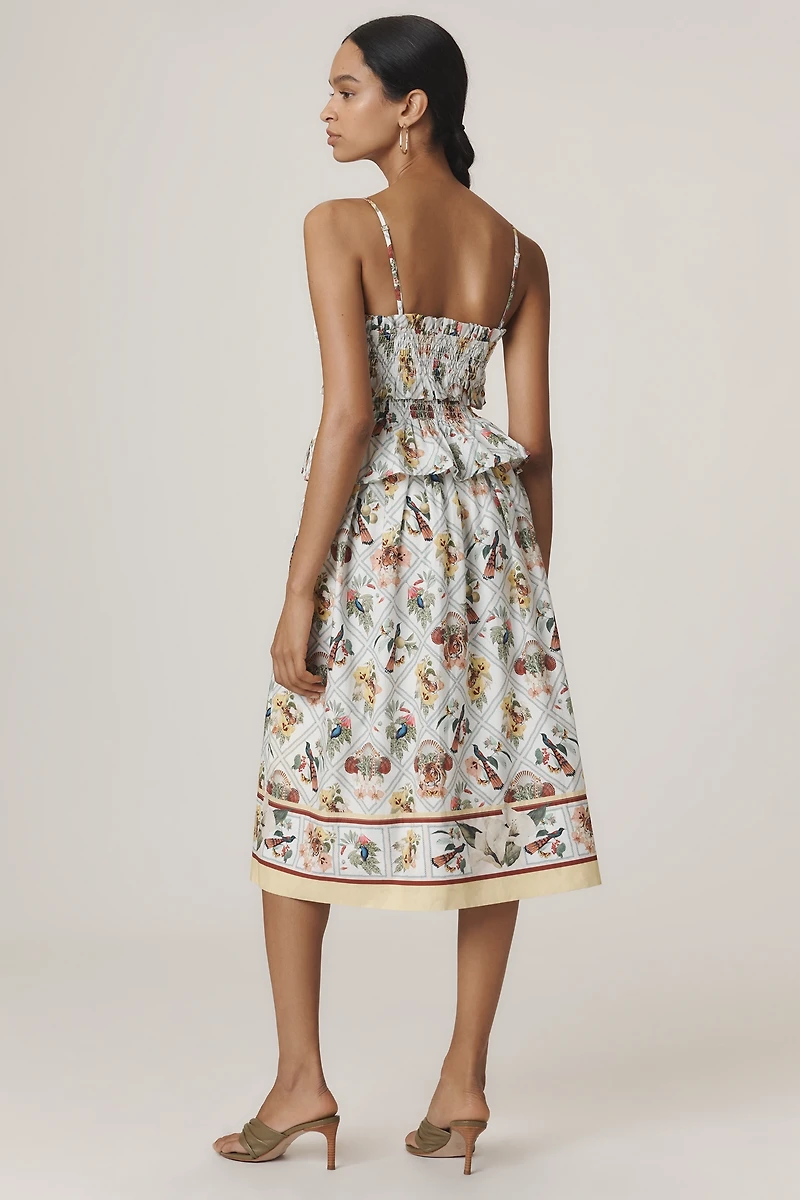 By Anthropologie Smocked Peplum Midi Dress