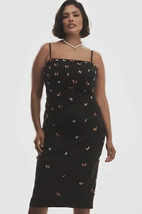 The Brynne 3D Spaghetti-Strap Midi Dress by Maeve: Butterfly-Embellished Edition