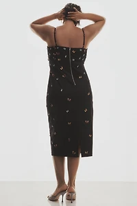 The Brynne 3D Spaghetti-Strap Midi Dress by Maeve: Butterfly-Embellished Edition