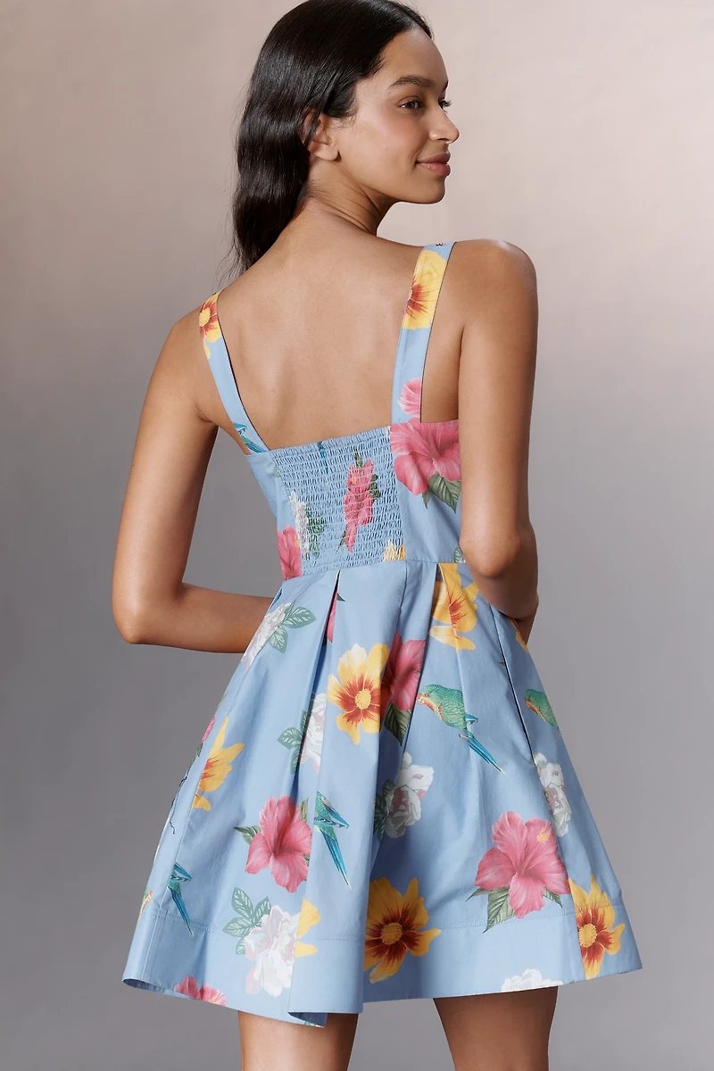 Maeve Scoop-Neck Printed Cotton Mini Dress