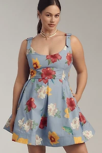 Maeve Scoop-Neck Printed Cotton Mini Dress