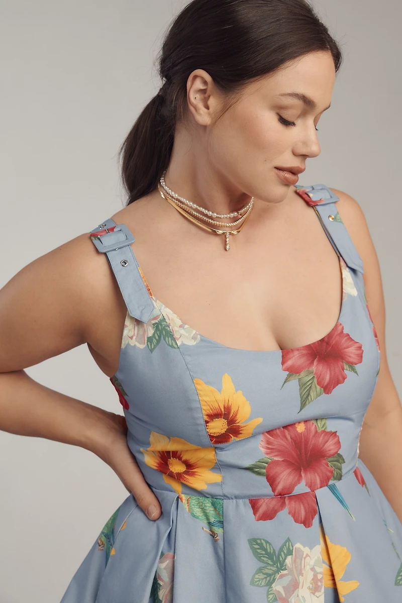 Maeve Scoop-Neck Printed Cotton Mini Dress
