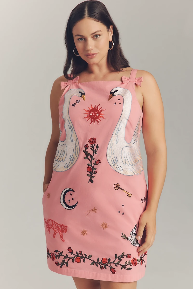 Maeve Embroidered Mini Shift Dress