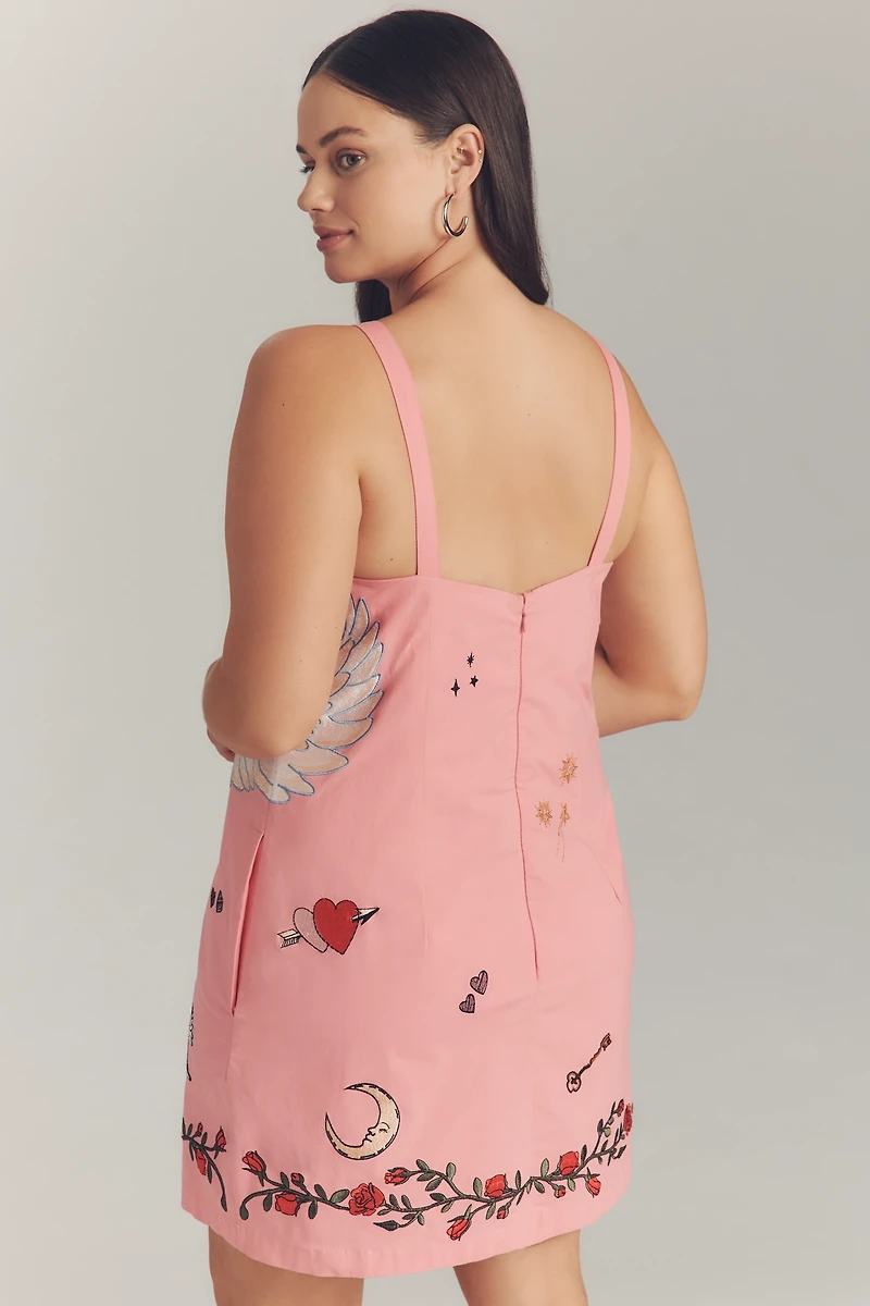 Maeve Embroidered Mini Shift Dress