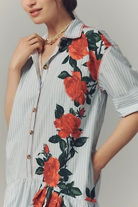 Maeve Short-Sleeve Bubble Mini Shirt Dress