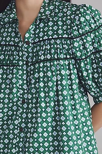 The Leandra Shirred Yoke Mini Dress by Maeve