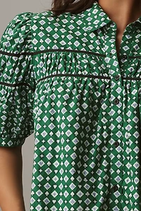 The Leandra Shirred Yoke Mini Dress by Maeve