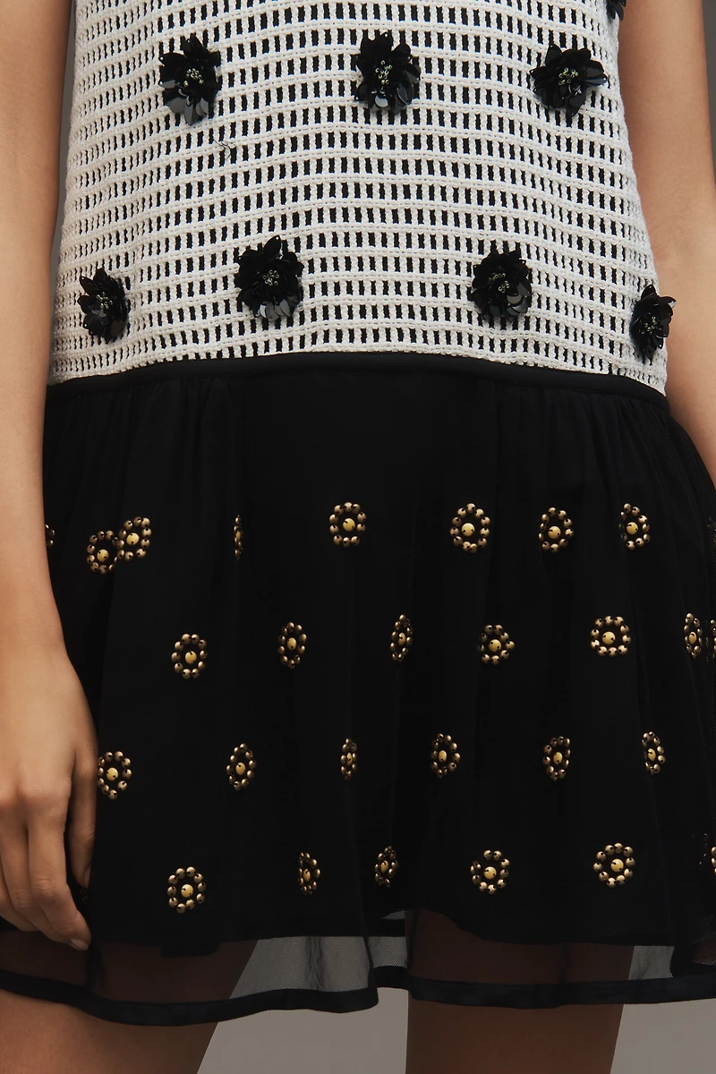 Maeve Sleeveless Embellished Drop-Waist Mini Dress