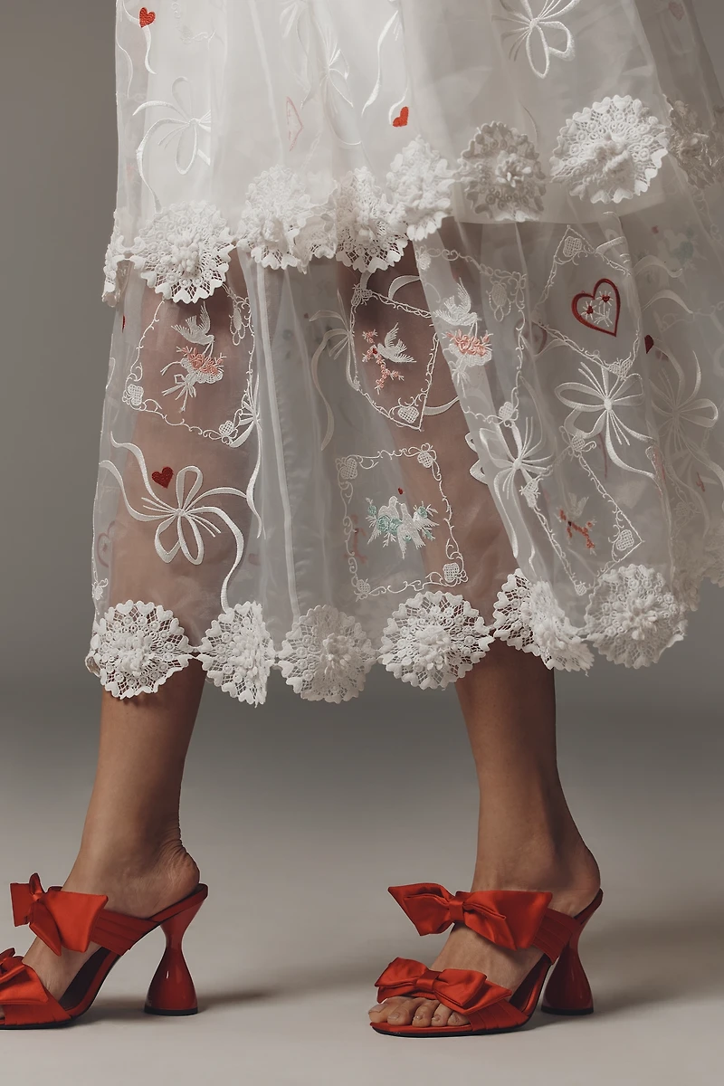 Maeve Sheer 3D Floral Long-Sleeve V-Neck Maxi Dress