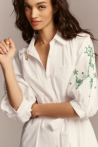 Maeve Mona Eyelet Long-Sleeve Maxi Dress