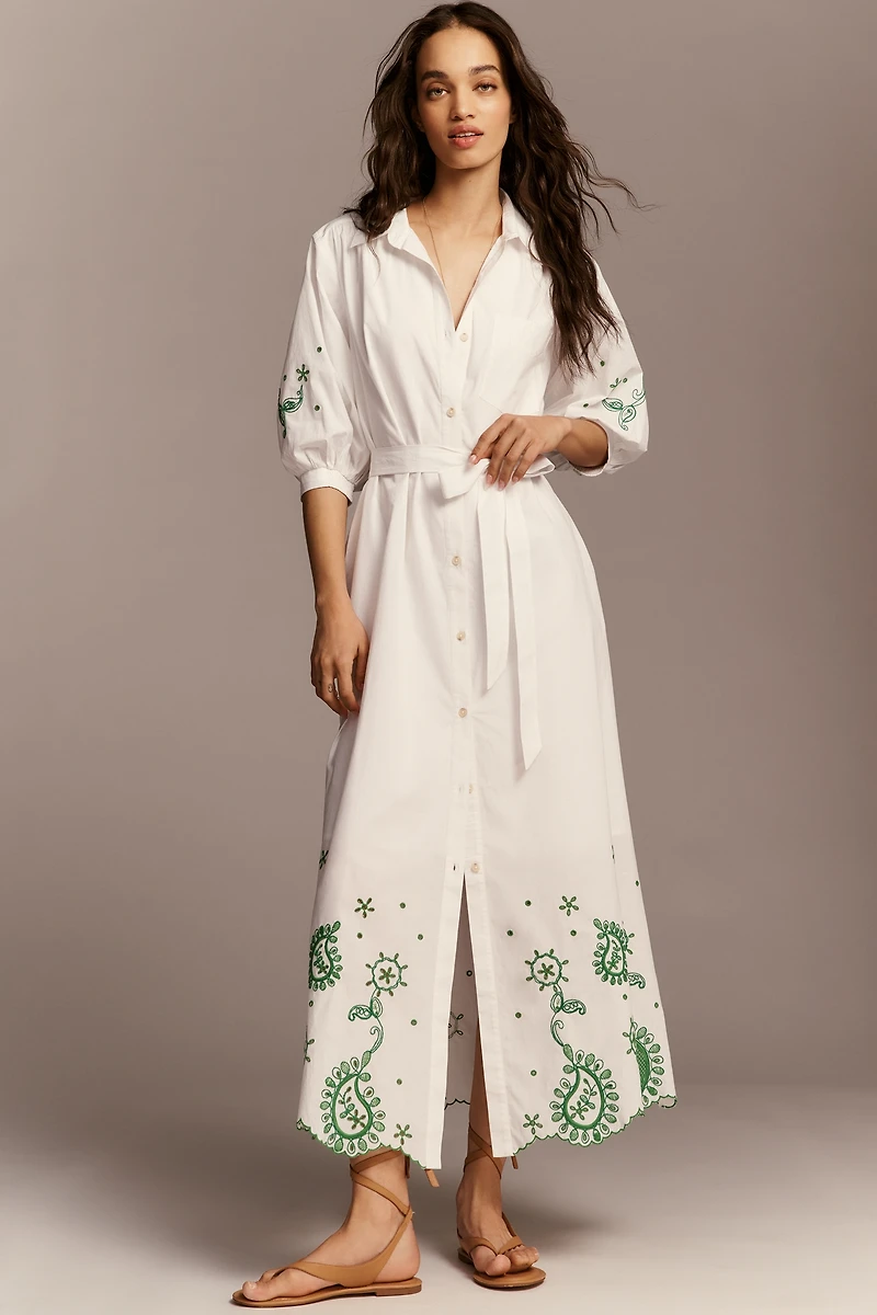 Maeve Mona Eyelet Long-Sleeve Maxi Dress