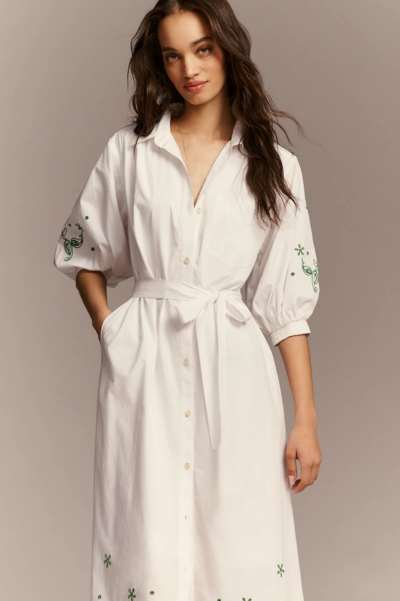 Maeve Mona Eyelet Long-Sleeve Maxi Dress