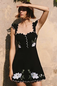 By Anthropologie 100% Cotton Scalloped Mini Dress