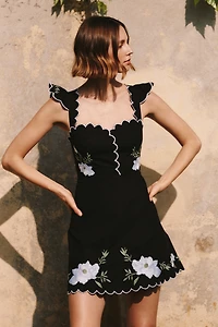 By Anthropologie 100% Cotton Scalloped Mini Dress