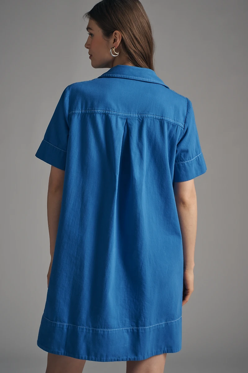 The Pollie Short-Sleeve Swing Tunic Mini Dress: Denim Edition