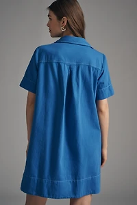 The Pollie Short-Sleeve Swing Tunic Mini Dress: Denim Edition