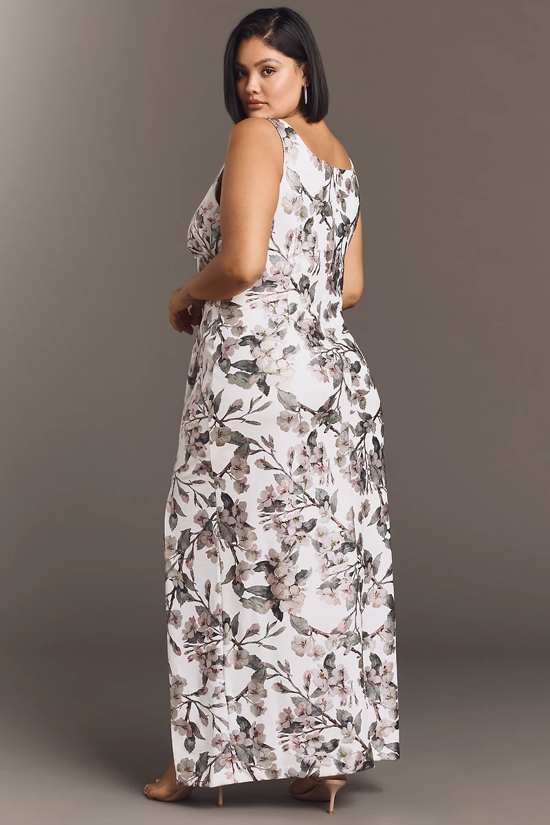 Adrianna Papell Plus Floral Foil Crepe Maxi Dress