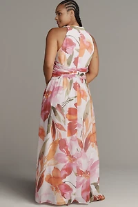 Adrianna Papell Plus Floral Chiffon Ring Maxi Dress
