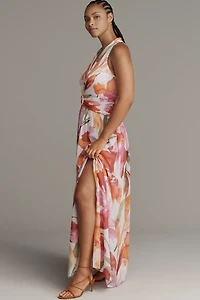 Adrianna Papell Plus Floral Chiffon Ring Maxi Dress