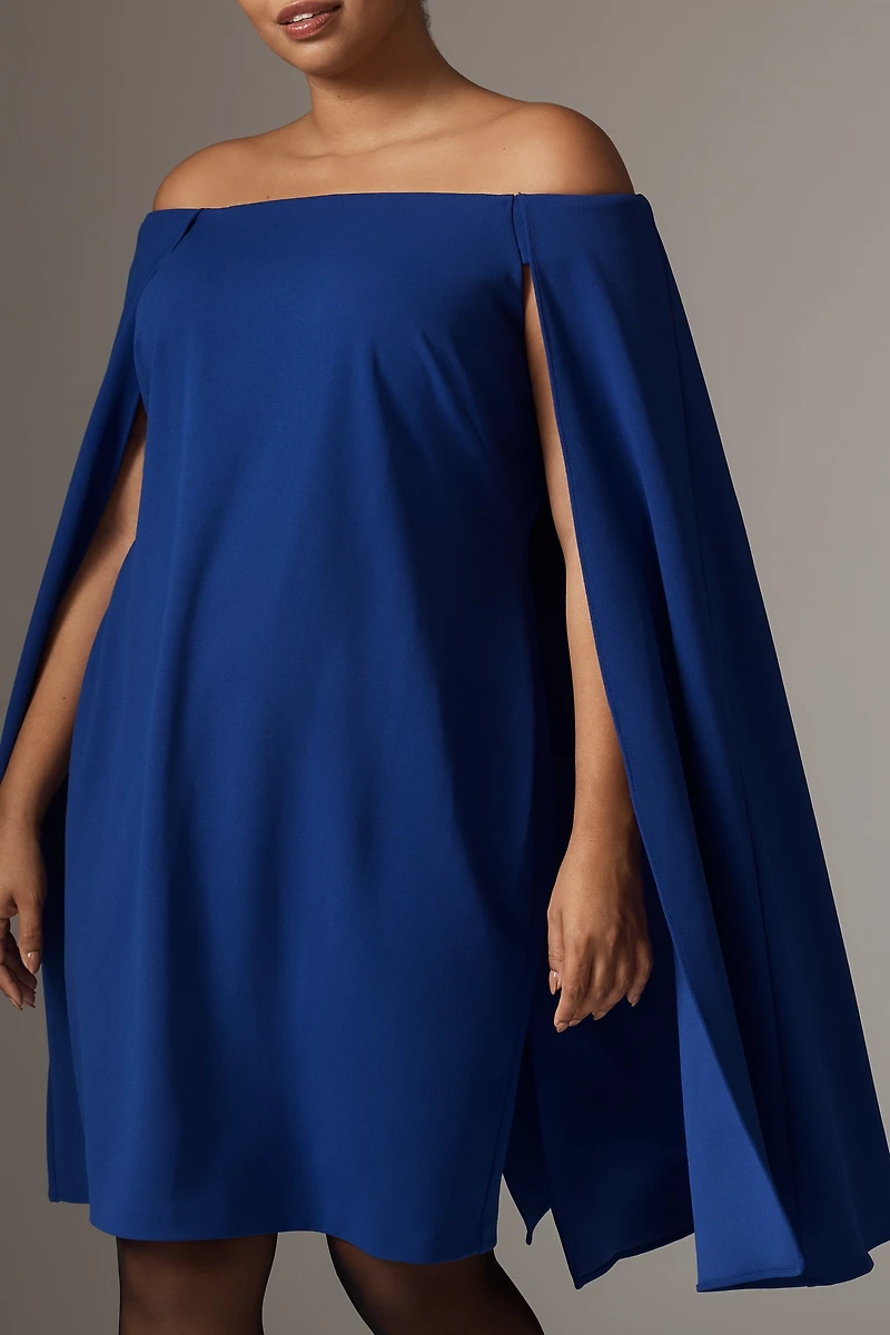 Adrianna Papell Off-Shoulder Mini Cape Dress