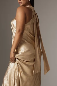 Adrianna Papell Plus Sleeveless Halter Maxi Dress