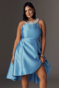 Adrianna Papell Plus Mikado Halter A-Line Dress