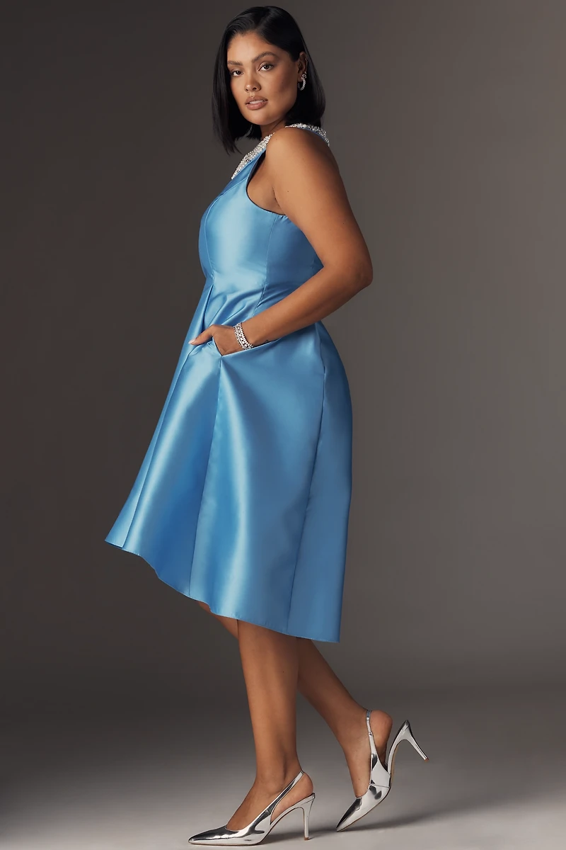 Adrianna Papell Plus Mikado Halter A-Line Dress