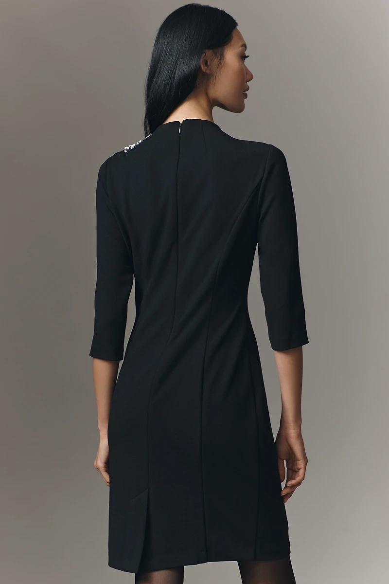 Adrianna Papell Petite 3D Floral Half-Sleeve Dress