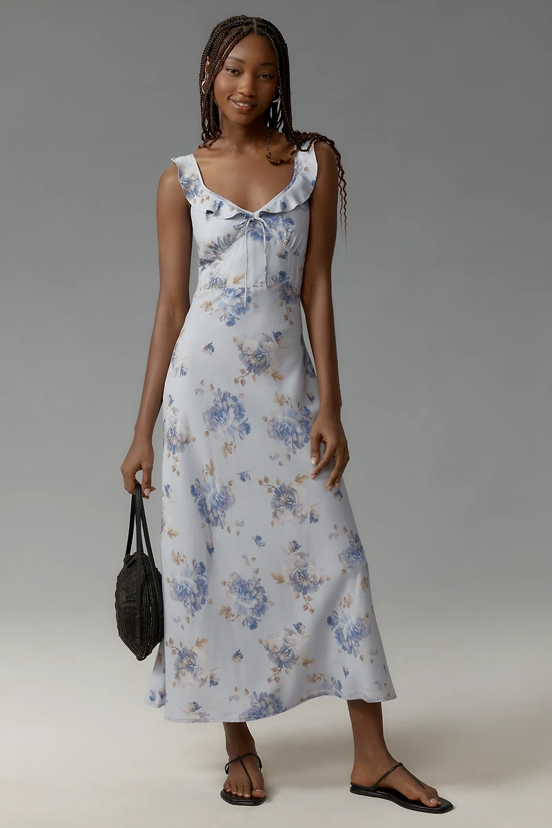 Faithfull Ruffle-Neck Midi Dress