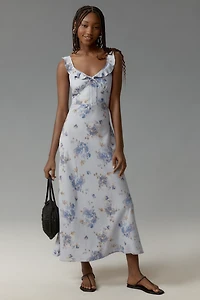 Faithfull Ruffle-Neck Midi Dress