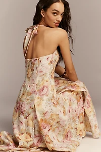 Faithfull The Brand Linen Murano V-Neck Midi Dress